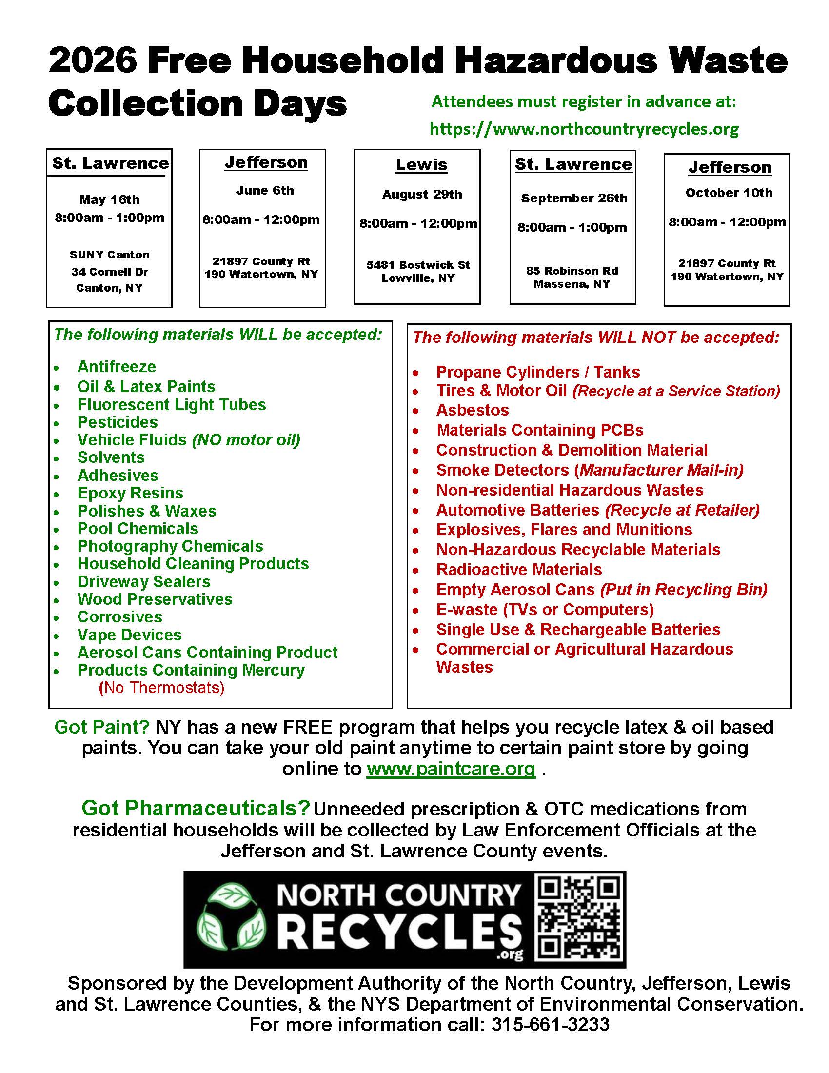 Household Hazardous Waste (HHW) | St. Lawrence County
